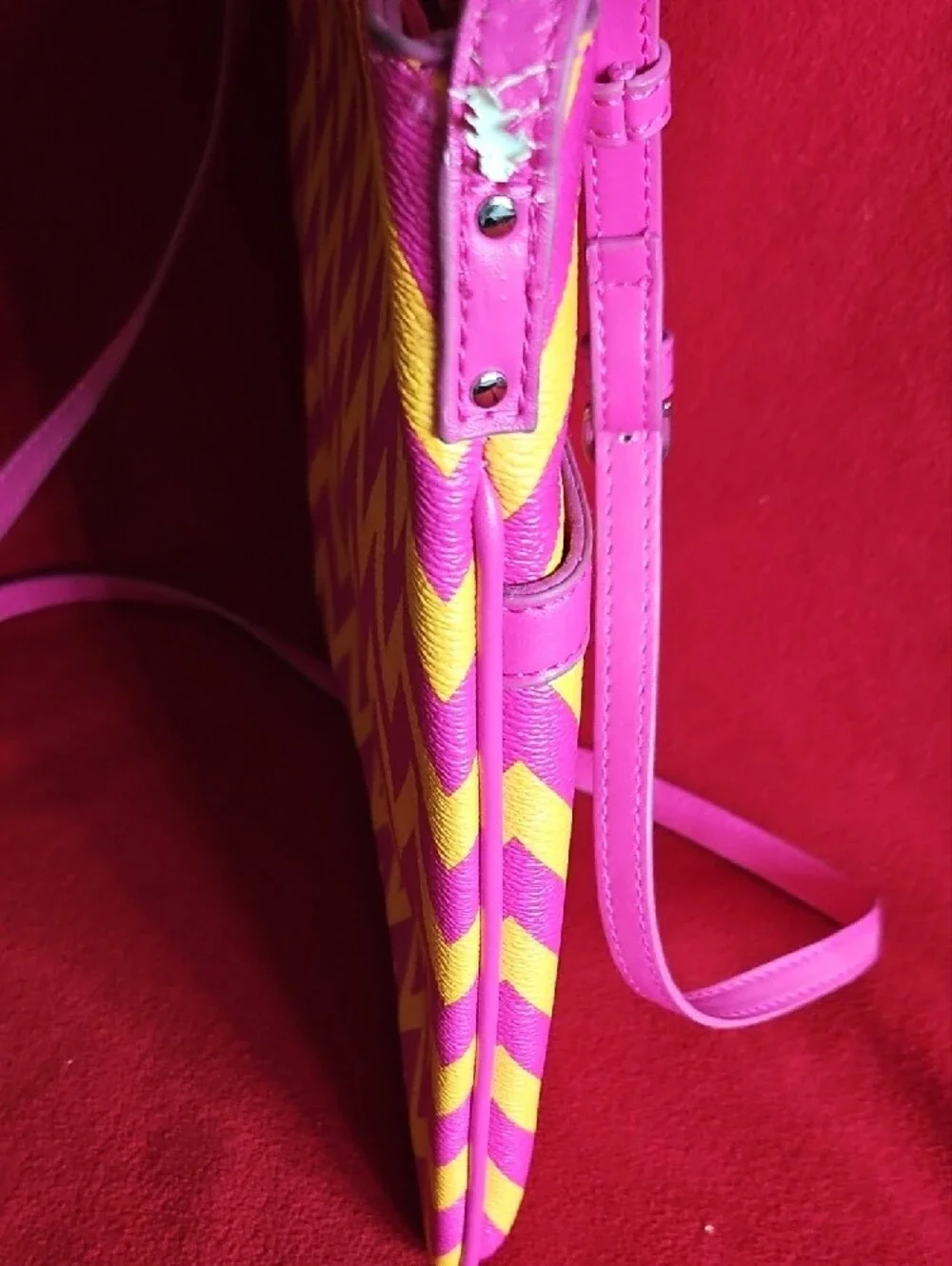 Vera Bradley Pink and Yellow Chevron Crossbody Purse